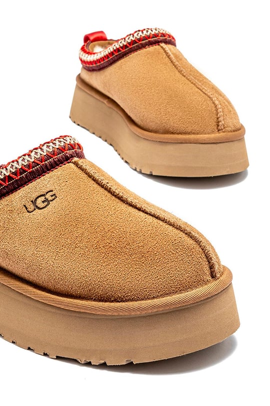 UGG UGG Kadın Platform Taban Süet Detaylı Rahat Astarlı Taba Terlik 1174471-CHESTNUT