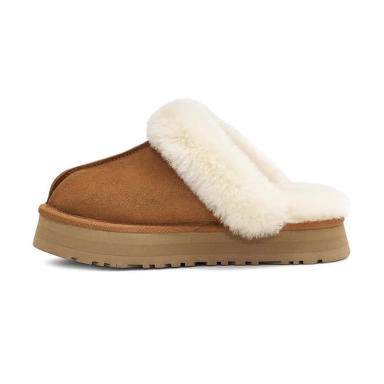 UGG UGG Kadın Rahat Yastık Tabanlı EVA Dış Tabanlı %100 Hakiki Süet Deri Taba Terlik 1122550-CHESTNUT
