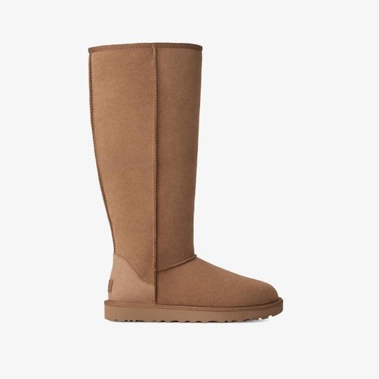UGG UGG Kadın Süet Dış Yüzeyli İçi Doğal Yünlü Logo Kabartmalı Yüksek Taba Bot & Bootie 1182132-CHESTNUT