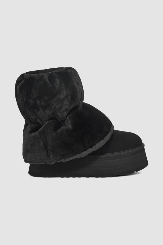 UGG UGG Kadın Süet Topuk Dolgu Neopren Gövde Boğaz Kısmı Çorap Geçmeli Siyah Bot & Bootie 1158275-SİYAH