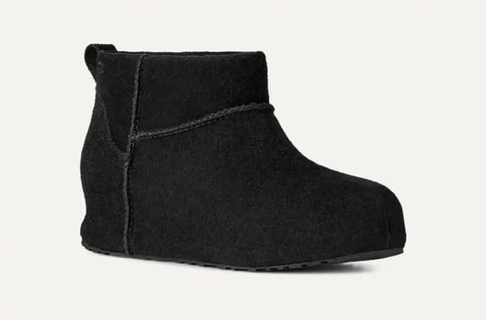 UGG UGG Kadın Süet Yüzey Koyun Postu Astarlı Arka Çekme Kulplu Süet Kaplı Platform Tabanlı Siyah Bot & Bootie 1180412-BLACK