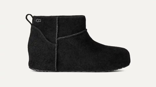 UGG UGG Kadın Süet Yüzey Koyun Postu Astarlı Arka Çekme Kulplu Süet Kaplı Platform Tabanlı Siyah Bot & Bootie 1180412-BLACK