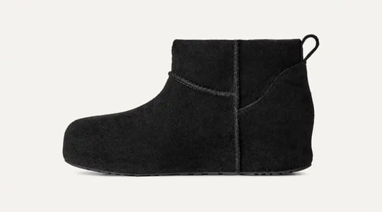 UGG UGG Kadın Süet Yüzey Koyun Postu Astarlı Arka Çekme Kulplu Süet Kaplı Platform Tabanlı Siyah Bot & Bootie 1180412-BLACK