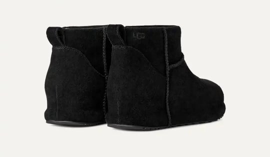 UGG UGG Kadın Süet Yüzey Koyun Postu Astarlı Arka Çekme Kulplu Süet Kaplı Platform Tabanlı Siyah Bot & Bootie 1180412-BLACK