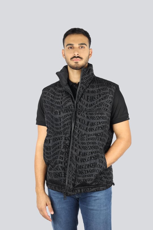 Versace Versace Erkek Logo Desenli Dik Yaka Normal Kalıp Kış Tüyü Dolgulu Siyah Mont 79GAUD22CQ21D-899