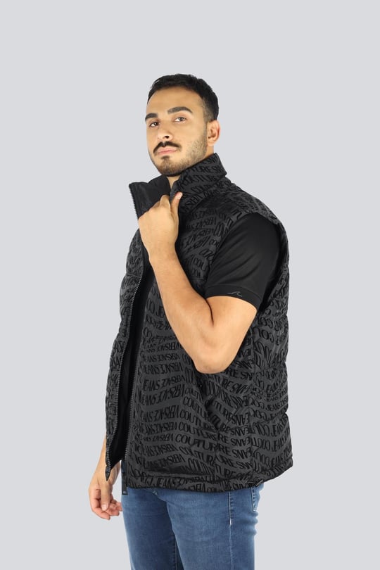 Versace Versace Erkek Logo Desenli Dik Yaka Normal Kalıp Kış Tüyü Dolgulu Siyah Mont 79GAUD22CQ21D-899