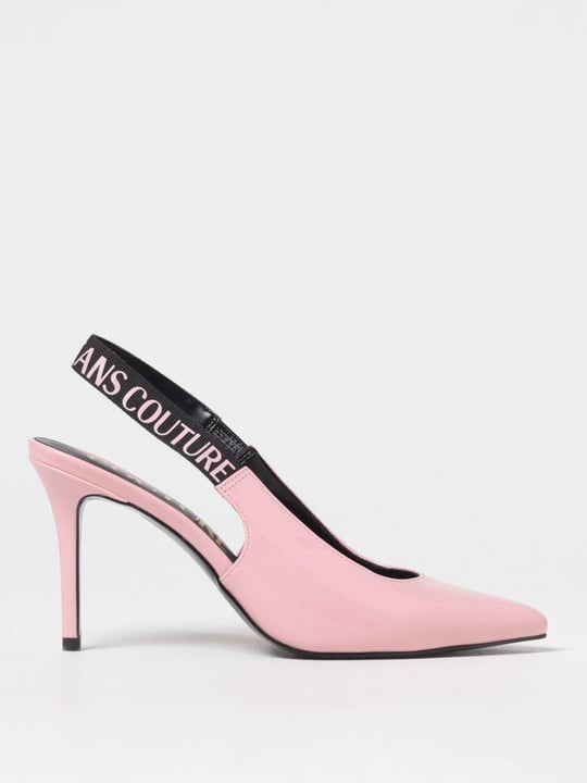 Versace Versace Kadın Elastik Logo Baskılı Sivri Burunlu Pembe Klasik Topuklu Ayakkabı 78VA3S52ZS190-489