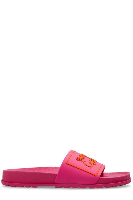 Versace Versace Kadın Logo Desenli Ön Yüzey Oluklu Kauçuk Rahat Taban Pembe Terlik 78VA3SQ271352-494