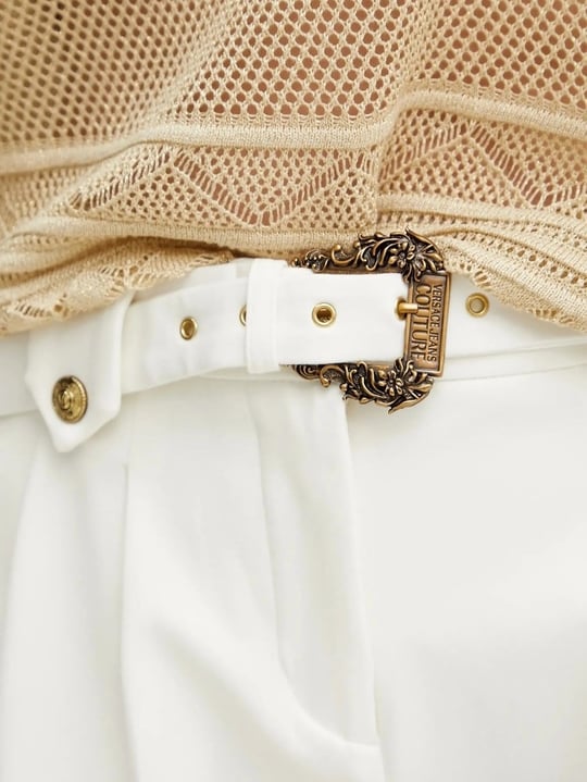 Versace Versace Kadın Pamuklu Normal Paça Cepli Beyaz Pantolon 78HAA111N0356-021