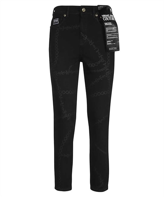 Versace Versace Kadın Slim Fit Normal Bel Pamuklu Siyah Jeans 75HAB5X0DS010L54-909