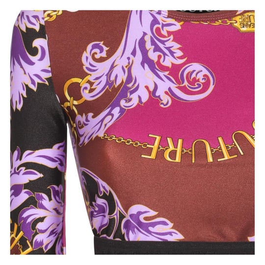 Versace Versace Kadın Uzun Kollu Desenli Yumuşak Kumaş Kazak Siyah-Altın Bluz 75HAH218 JS203-G51
