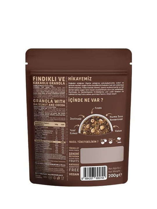 Fellas Granola 3'lü Mix Paket - Yaban Mersinli 200g + Fındık & Kakao 200g + Antep Fıstıklı 200g