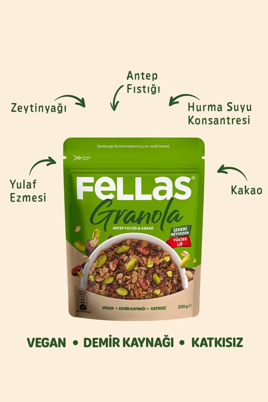 Fellas Granola - Antep Fıstığı & Kakao 200g 3'lü Paket