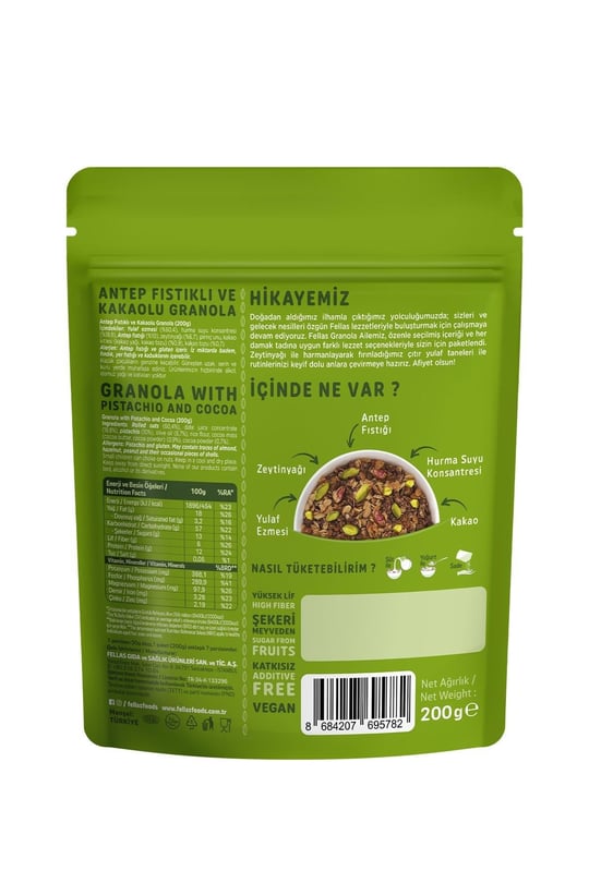 Fellas Granola - Antep Fıstığı & Kakao 200g 3'lü Paket