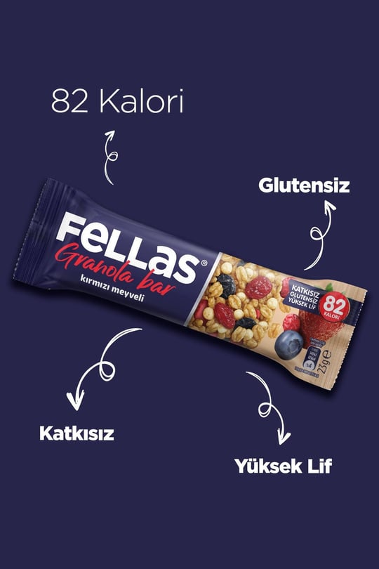Fellas Kırmızı Meyveli Granola Bar 12 Adet