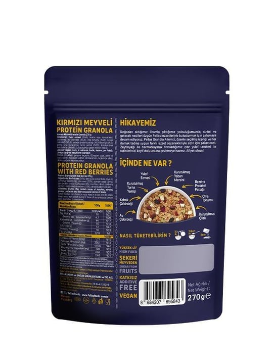 Fellas Protein Granola 3'lü Mix Paket - Hindistan Cevizi 270g + Kırmızı Meyveler 270g + Karışık Kuruyemişli 270g