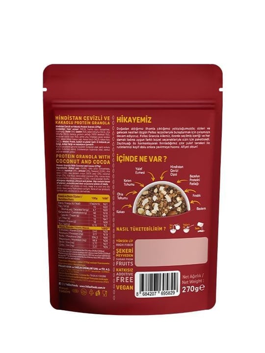 Fellas Protein Granola 3'lü Mix Paket - Hindistan Cevizi 270g + Kırmızı Meyveler 270g + Karışık Kuruyemişli 270g