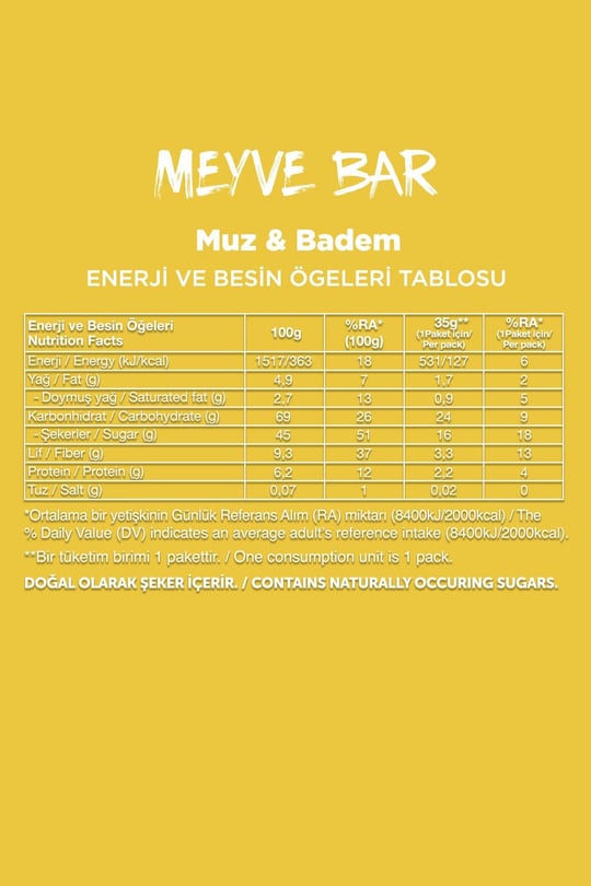Meyve Bar 35g Karma Kutu 12 Adet (4 Çeşit)