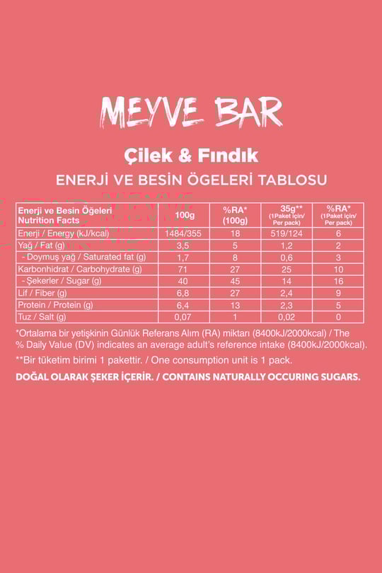 Meyve Bar 35g Karma Kutu 12 Adet (4 Çeşit)