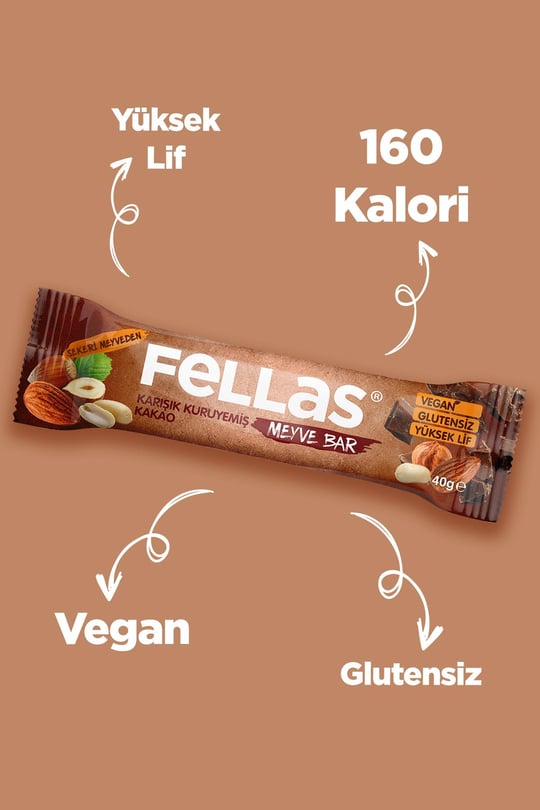 Meyve Bar 40g Süper İkili Kutu 24 Adet - Krş. Kuruyemiş x 12 Adet + Yaban Mersini x 12 Adet