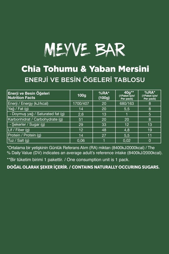 Meyve Bar Karma Kutu 40g x 12 Adet (4 Çeşit)