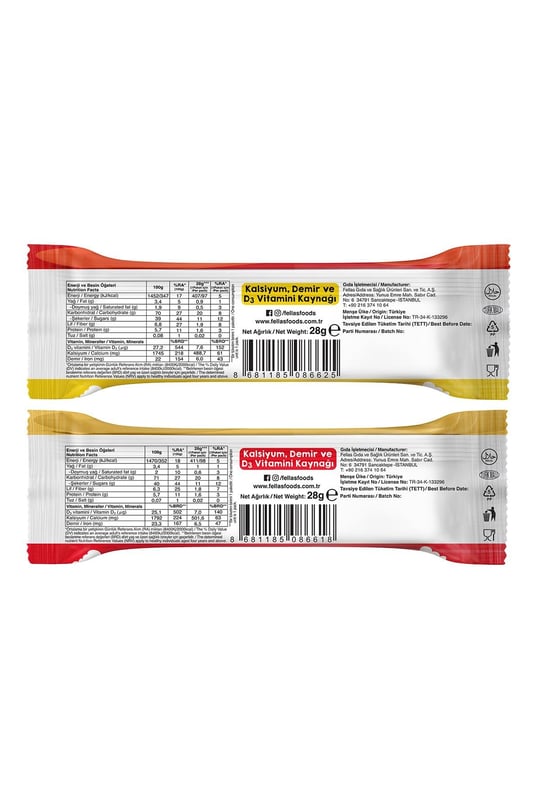 Mini Meyve Bar 28g Süper İkili Kutu 24 Adet - Muzlu x 12 Adet + Çilekli x 12 Adet