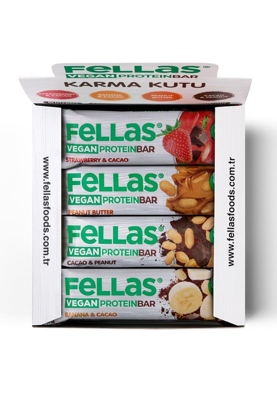 Vegan Protein Bar 40g Karma Kutu 12 Adet (4 Çeşit)
