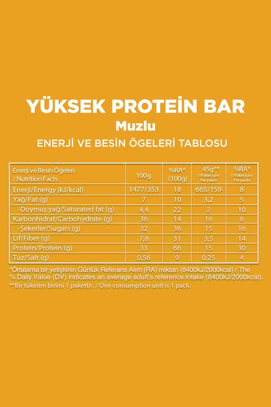 Yüksek Protein Bar 45g Karma Kutu 12 Adet (4 Çeşit)
