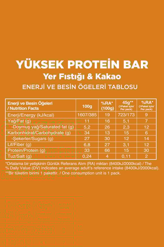 Yüksek Protein Bar 45g Karma Kutu 12 Adet (3 Çeşit)