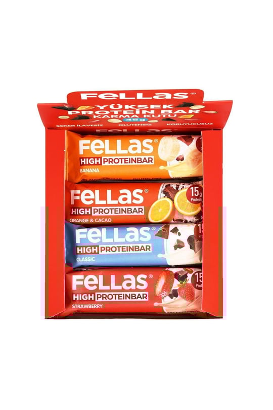 Yüksek Protein Bar 45g Karma Kutu 12 Adet (4 Çeşit)