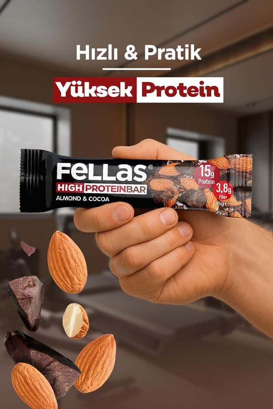 Yüksek Protein Bar - Bademli ve Kakaolu 45g x 12 Adet