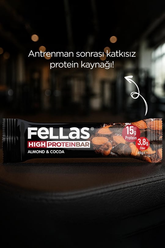 Yüksek Protein Bar - Bademli ve Kakaolu 45g x 12 Adet