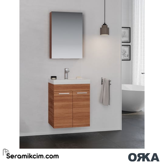 Seramikcim.com | Orka Enez 65cm Banyo Dolabı Set Teak