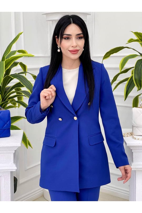 4 Düğme Ceketli Takım 3316-Saks