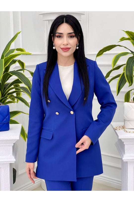 4 Düğme Ceketli Takım 3316-Saks