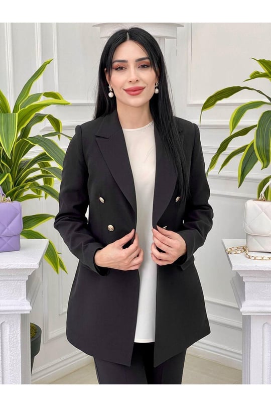 4 Düğme Ceketli Takım 3316-Siyah