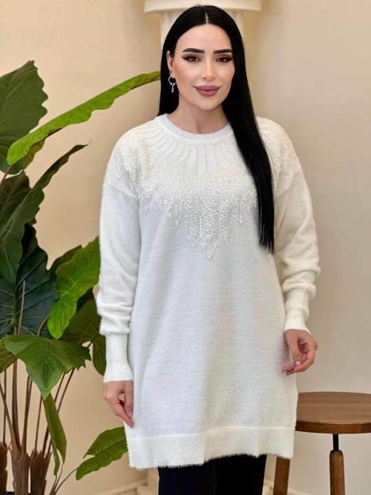 Angora Oversize Tunik 140384 T-25 Ekru