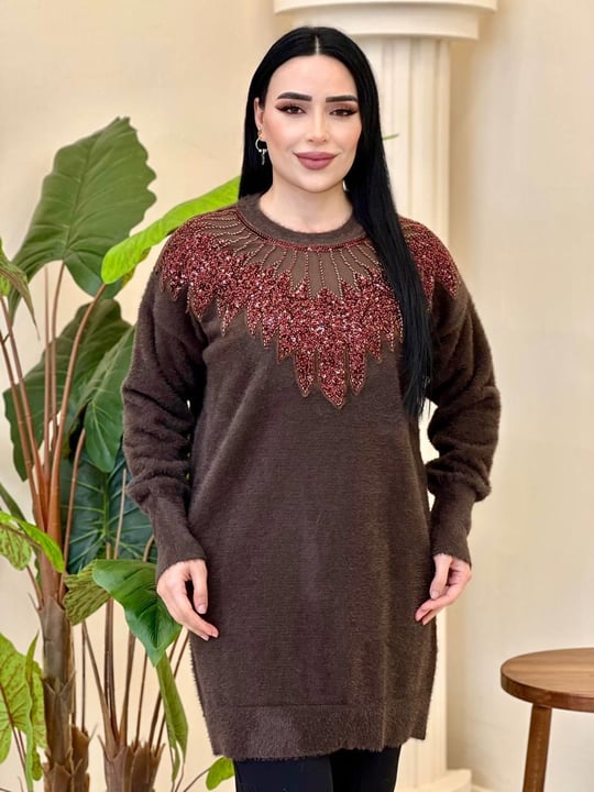 Angora Oversize Tunik 140384 T-25 Kahverengi