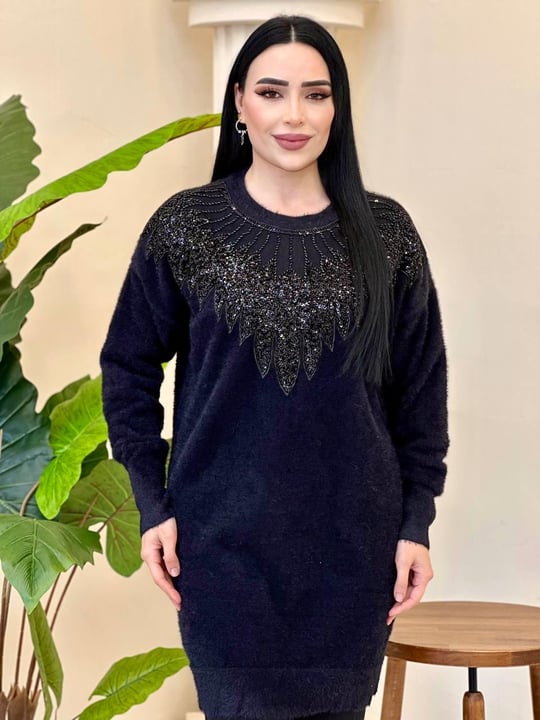 Angora Oversize Tunik 140384 T-25 Siyah