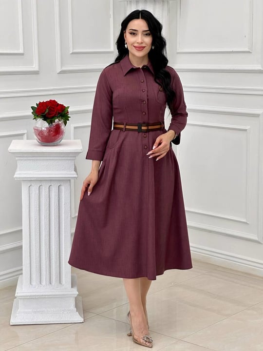 Apoletli Elbise 44138 t-24 Mürdüm