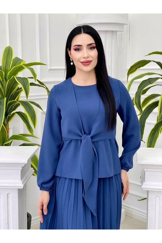 Bağcıklı Etekli Takım 7035-Mavi