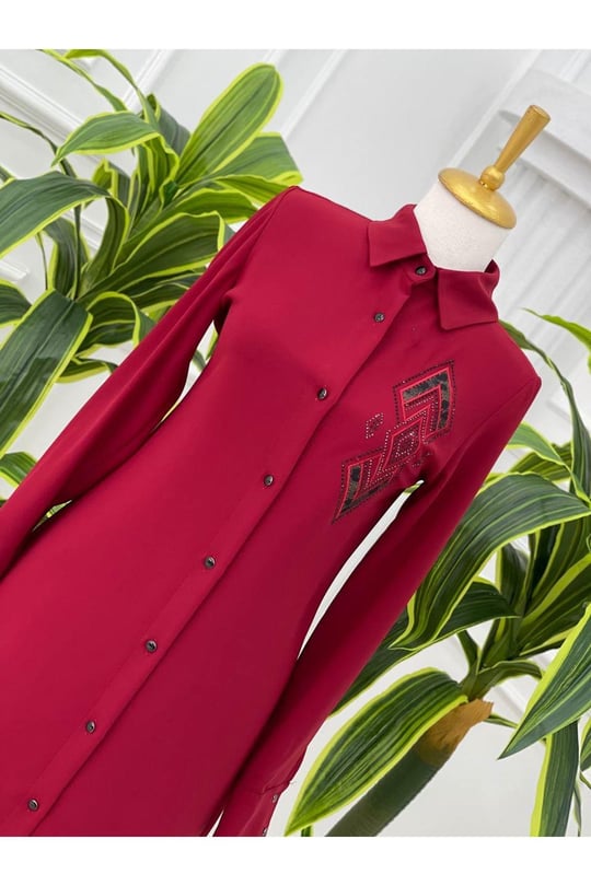 Baklava Taş Tunik 5262-Kırmızı