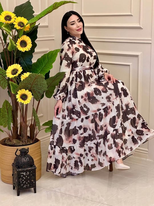Batik Desen Elbise 12601 E-25 Kahverengi