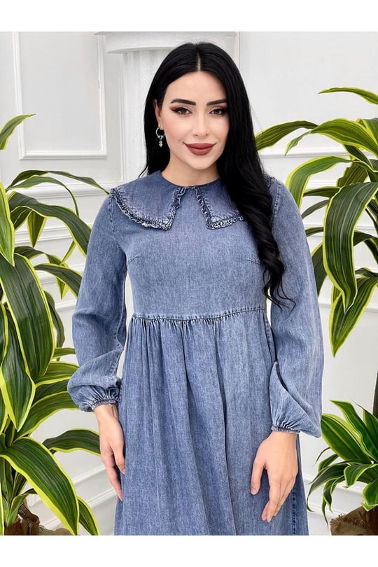 Bebe Yaka Kot Elbise 9433-Kot