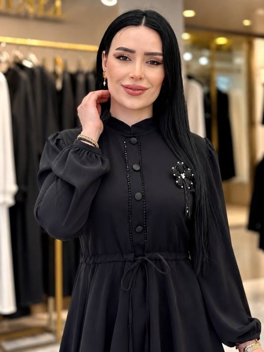 Bel Bağcık Düğmeli Tunik 010 T-26 Siyah