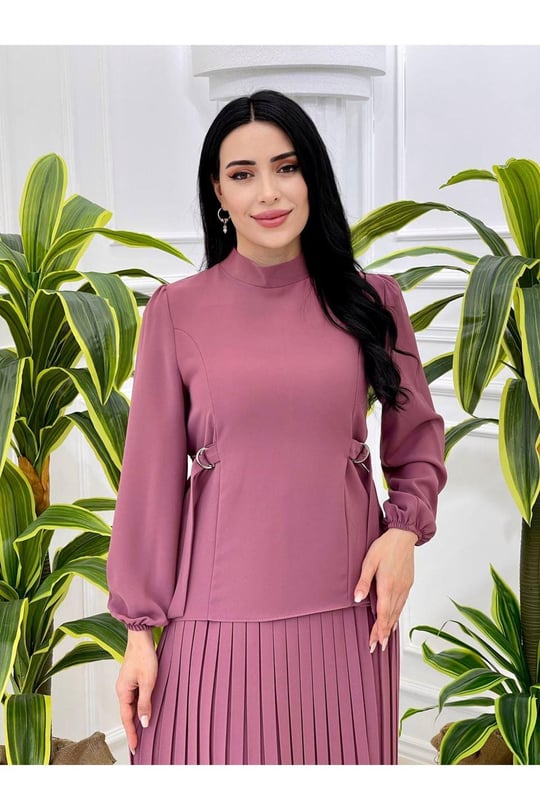 Bel Bağçıklı Etekli Takım 3430-Rose