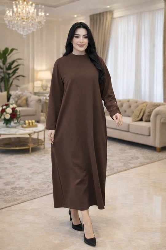 Bel Bağlamalı Basic Elbise 12671 T-26 Kahverengi
