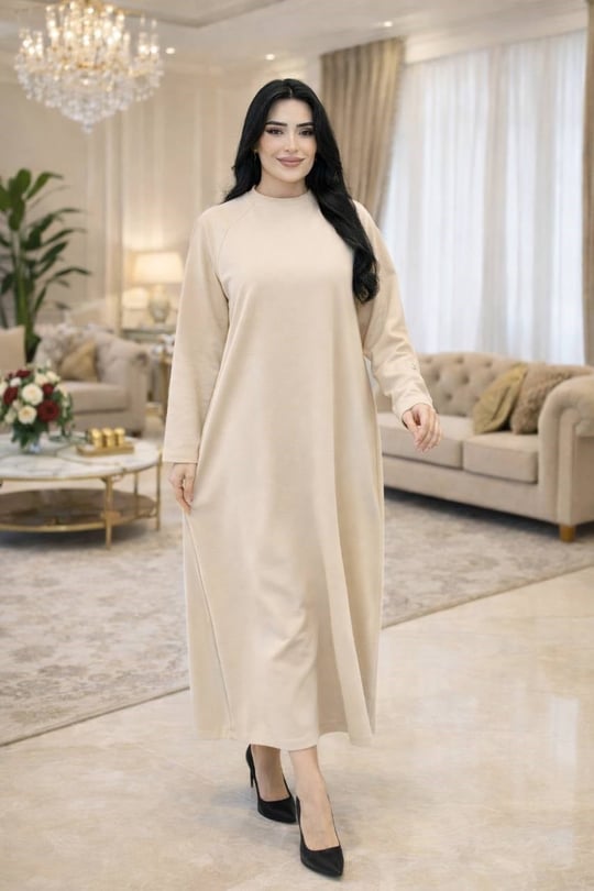 Bel Bağlamalı Basic Elbise 12671 T-26 Bej