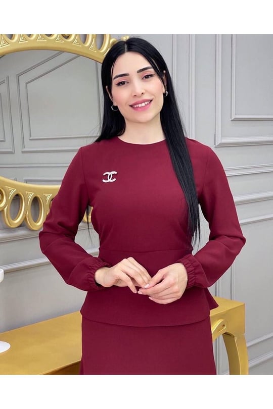 Bel BAğlamalı Etekli Takım 628-Bordo