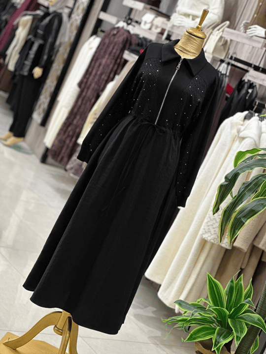 Bel Büzme Spor Elbise 12674 T-26 Siyah